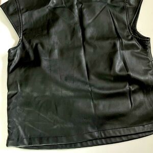 Black Faux Leather Cap SleeveTop